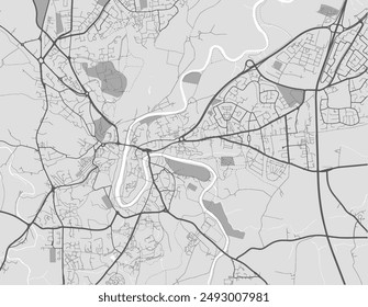 Vector city map of Durham in the United Kingdom with black roads isolated on a grey background.