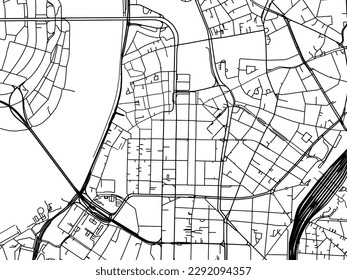 Vector city map of Dusseldorf Zentrum in the Germany with black roads isolated on a white background.