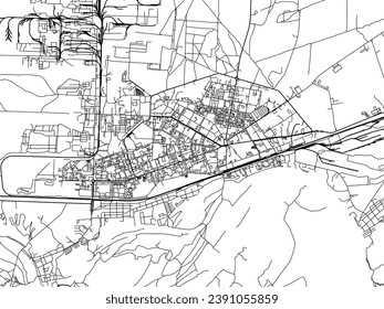 Vector city map of Dzerzhinsk in the Russian Federation with black roads isolated on a white background.