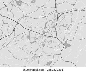 Vector city map of East Kilbride in the United Kingdom with black roads isolated on a grey background.