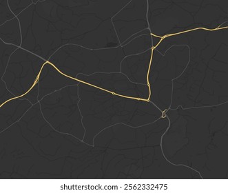 Vector city map of East Kilbride in the United Kingdom with yellow roads isolated on a brown background.