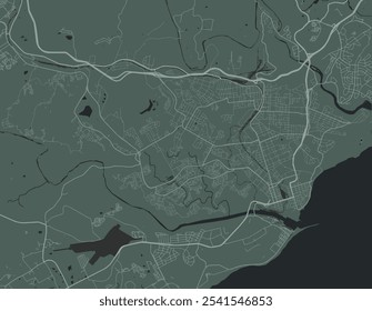 Mapa de la ciudad de Vector del este de Londres en Sudáfrica con carreteras blancas aisladas sobre un fondo verde.