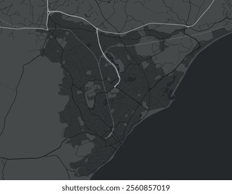 Vector city map of Eastbourne in the United Kingdom with white roads isolated on a grey background.