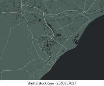 Vector city map of Eastbourne in the United Kingdom with white roads isolated on a green background.