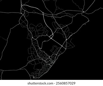 Vector city map of Eastbourne in the United Kingdom with white roads isolated on a black background.