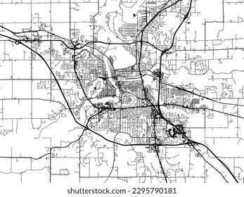 Vector city map of Eau Claire Wisconsin in the United States of America with black roads isolated on a white background.