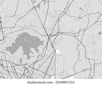 Mapa Vector de la ciudad de Ecatepec de Morelos en México con carreteras negras aisladas sobre un fondo gris.