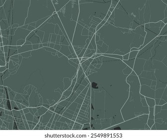 Mapa de la ciudad Vector de Ecatepec de Morelos en México con carreteras blancas aisladas sobre un fondo verde.