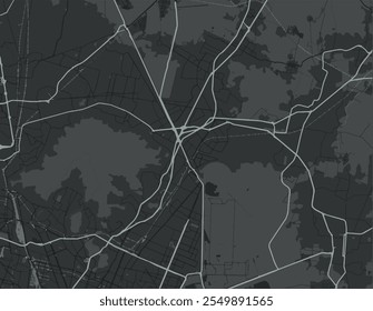 Mapa Vector de la ciudad de Ecatepec de Morelos en México con carreteras blancas aisladas sobre un fondo gris.