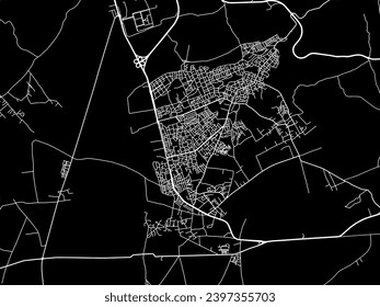 Vector city map of Ech Chettia in Algeria with white roads isolated on a black background.