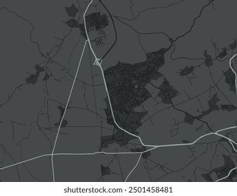 Vector city map of Ech Chettia in Algeria with white roads isolated on a grey background.