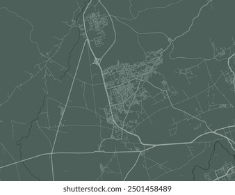 Vector city map of Ech Chettia in Algeria with white roads isolated on a green background.