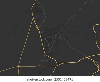 Vector city map of Ech Chettia in Algeria with yellow roads isolated on a brown background.