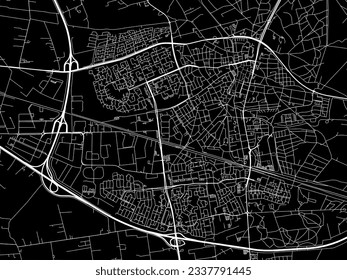 Mapa vectorial de Ede en los Países Bajos con carreteras blancas aisladas en un fondo negro.