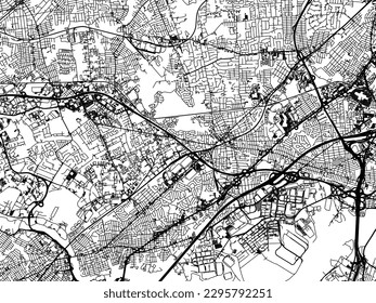 Vector city map of Edison New Jersey in the United States of America with black roads isolated on a white background.