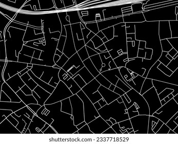 Vector city map of Eindhoven Centrum in the Netherlands with white roads isolated on a black background.
