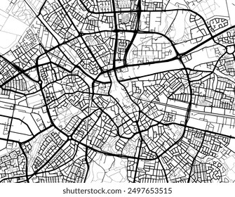 Vector city map of Eindhoven in the Netherlands with black roads isolated on a white background.