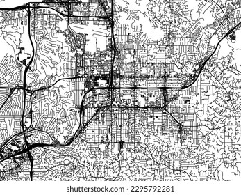 Vector city map of El Cajon California in the United States of America with black roads isolated on a white background.