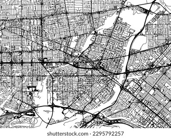 Vector city map of El Monte California in the United States of America with black roads isolated on a white background.