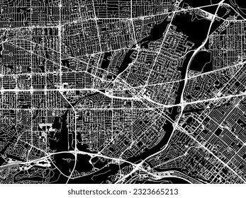 Vector city map of El Monte California in the United States of America with white roads isolated on a black background.