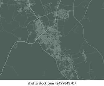 Vector city map of El Oued in Algeria with white roads isolated on a green background.