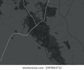 Vector city map of El Oued in Algeria with white roads isolated on a grey background.