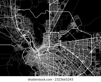 Stadtplan von El Paso Texas in den Vereinigten Staaten von Amerika mit weißen Straßen einzeln auf schwarzem Hintergrund.