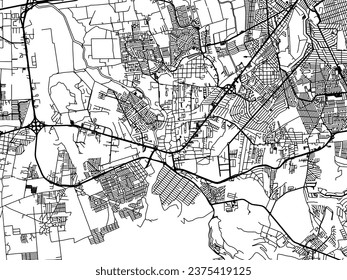 Vector city map of El Pueblito in Mexico with black roads isolated on a white background.