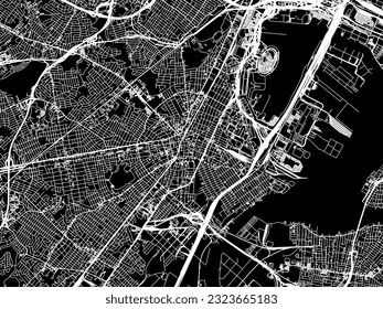 Vector city map of Elizabeth New Jersey in the United States of America with white roads isolated on a black background.