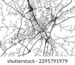 Vector city map of Elizabethtown Kentucky in the United States of America with black roads isolated on a white background.
