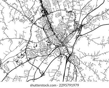 Vector city map of Elizabethtown Kentucky in the United States of America with black roads isolated on a white background.