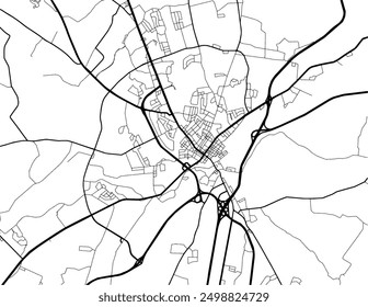 Vector city map of Elizabethtown Kentucky in the United States of America with black roads isolated on a white background.