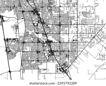 Vector city map of Elk Grove California in the United States of America with black roads isolated on a white background.