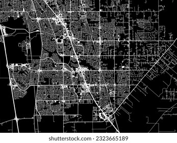 Vector city map of Elk Grove California in the United States of America with white roads isolated on a black background.