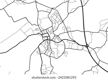 Vector city map of Elmshorn in Germany with black roads isolated on a white background.