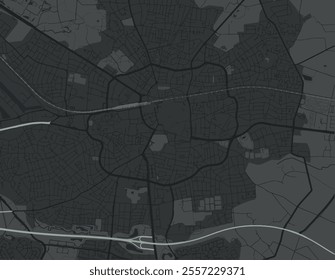 Vector city map of Enschede in the Netherlands with white roads isolated on a grey background.