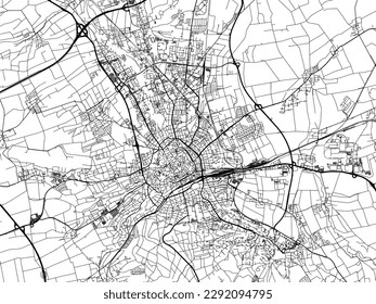 Vector city map of Erfurt in the Germany with black roads isolated on a white background.