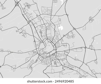 Vector city map of Erfurt in Germany with black roads isolated on a grey background.