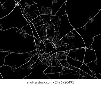 Vector city map of Erfurt in Germany with white roads isolated on a black background.