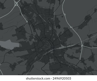 Vector city map of Erfurt in Germany with white roads isolated on a grey background.