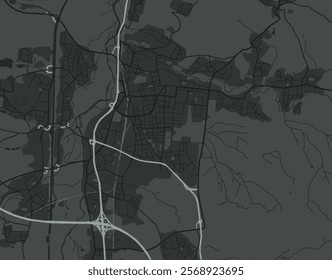 Vector city map of Erlangen in the Germany with white roads isolated on a grey background.