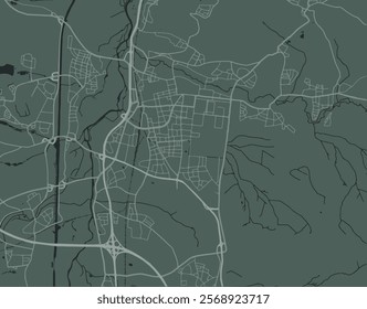 Vector city map of Erlangen in the Germany with white roads isolated on a green background.