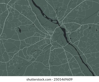 Vector city map of Erode in the Republic of India with white roads isolated on a green background.