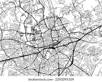 Vector city map of Essen in the Germany with black roads isolated on a white background.