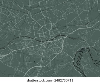 Vector city map of Essen in the Germany with white roads isolated on a green background.