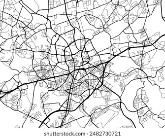 Vector city map of Essen in the Germany with black roads isolated on a white background.