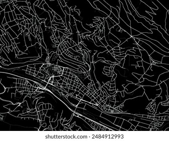 Vector city map of Esslingen am Neckar in germany with white roads isolated on a black background.