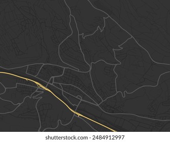 Vector city map of Esslingen am Neckar in germany with yellow roads isolated on a brown background.