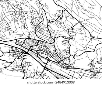 Vector city map of Esslingen am Neckar in germany with black roads isolated on a white background.