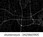 Vector city map of Evansville Indiana in the United States of America with white roads isolated on a black background.